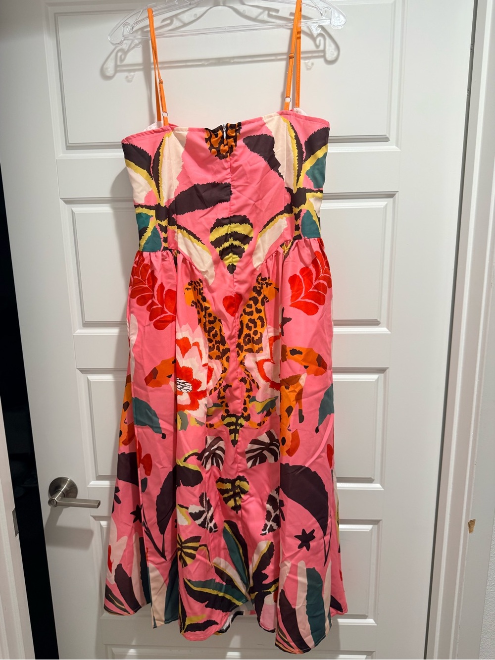Vibrant Pink Tropical Print Midi Dress - Picture 2 of 2